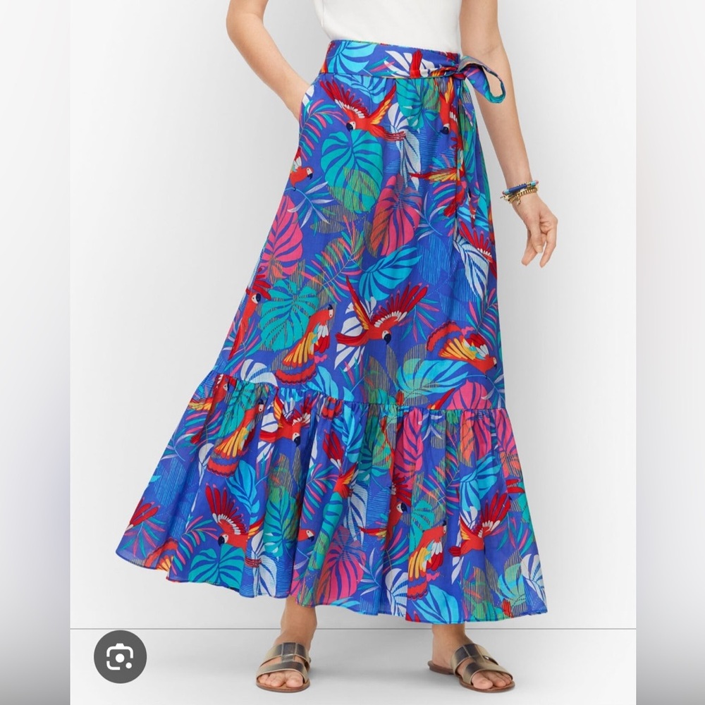 Talbots Blue and‎ Red Tropical Hawaiian Maxi Skirt